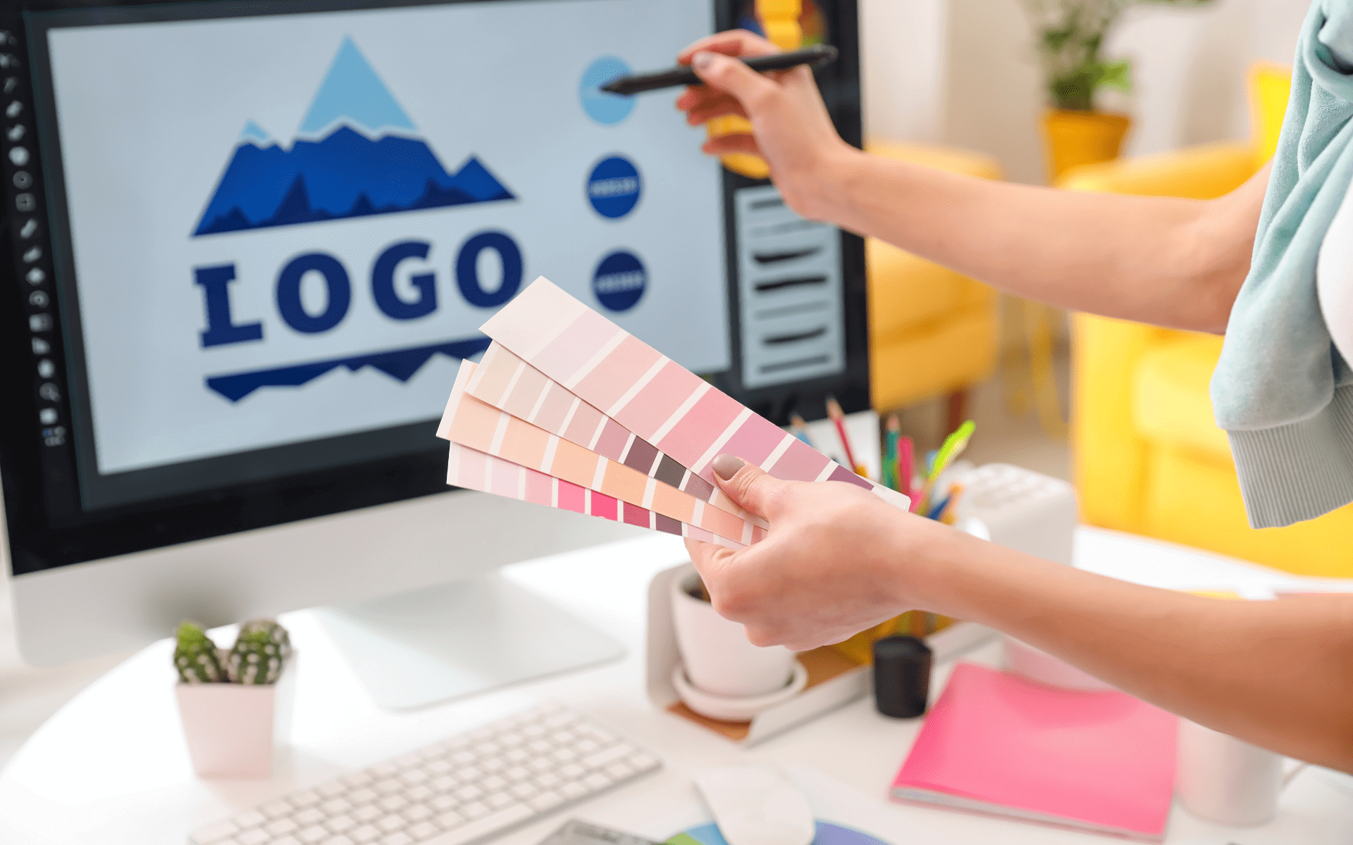 A graphic designer creating an appealing brand logo